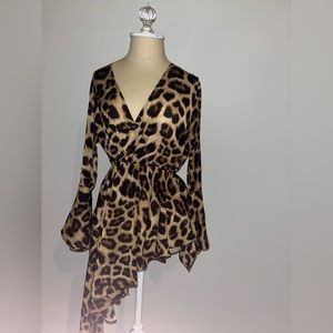 Asymmetrical cheetah print dress